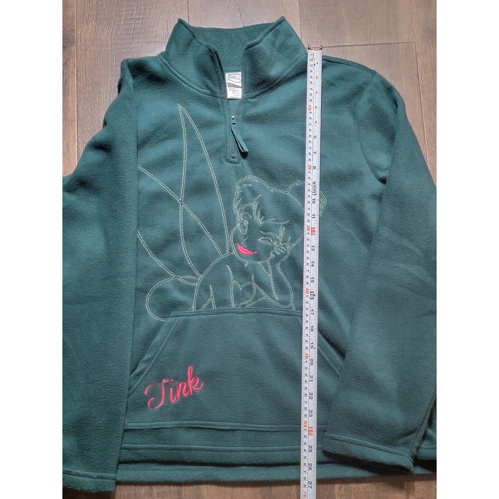 Disney Tinkerbell‎ Fleece Pullover Sweatshirt Women's XL Green Quarter Zip